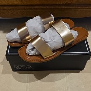 MIA Metallic Gold Slide Sandals